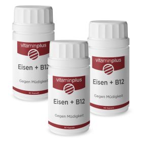 Vitaminplus Eisen 21mg + Vitamin B12 vegan Kapseln 3x 60 Stück